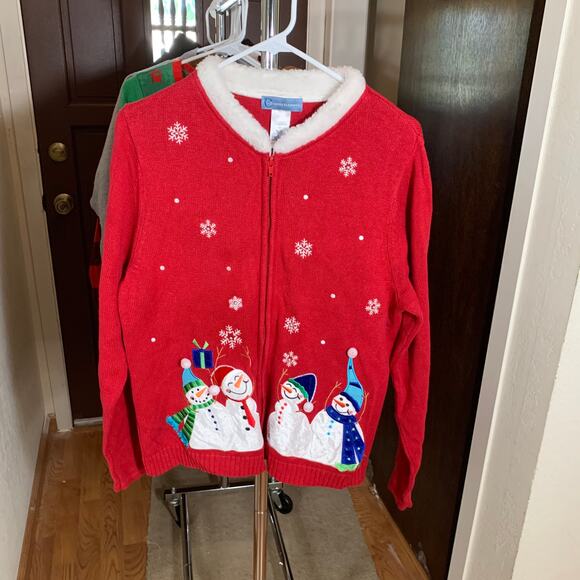 Women's Snowman Christmas Ugly Sweater / Jacket Size L - Picture 6 of 9